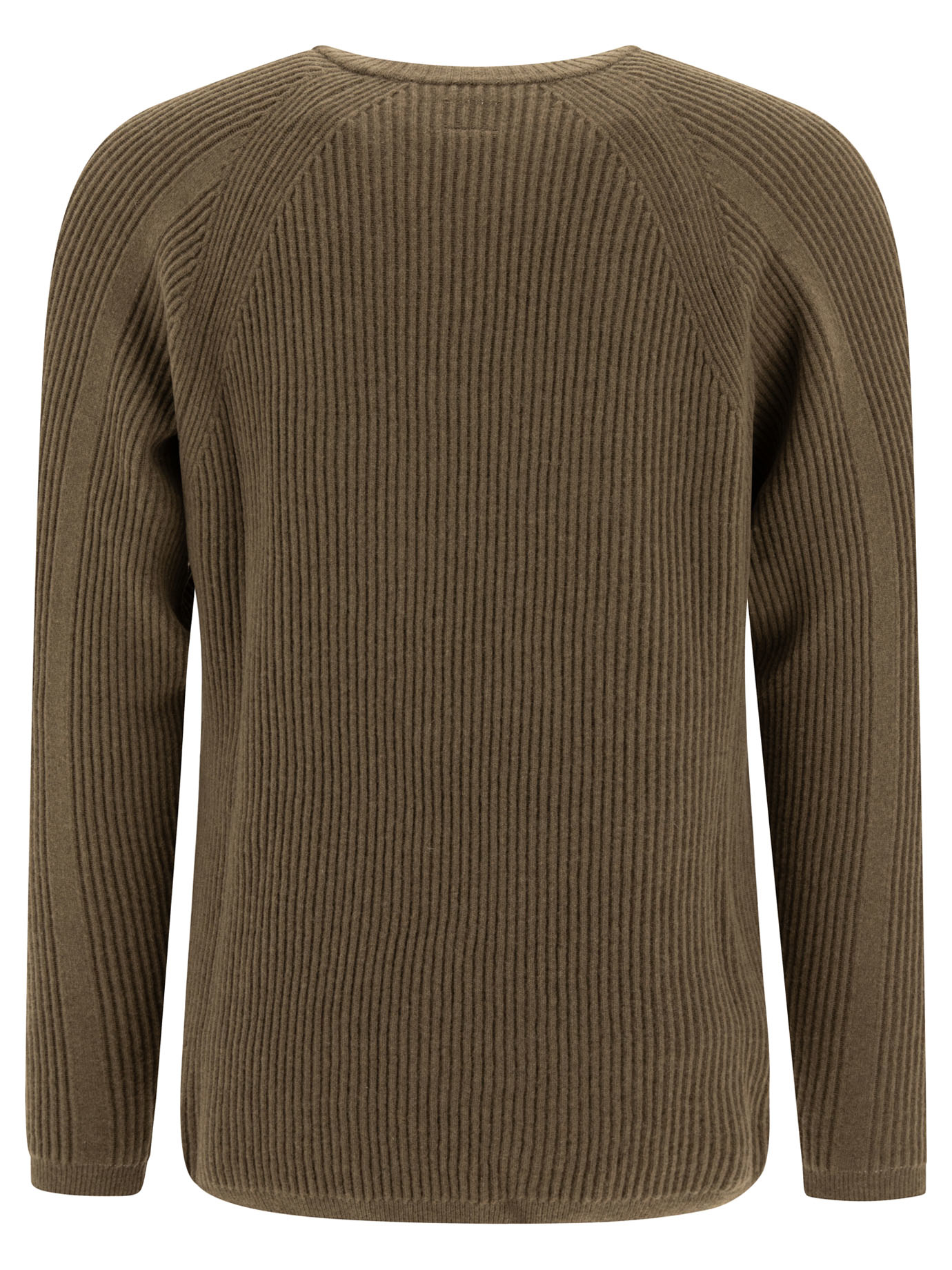 C.P. COMPANY Brown Lens-detail ribbed sweater